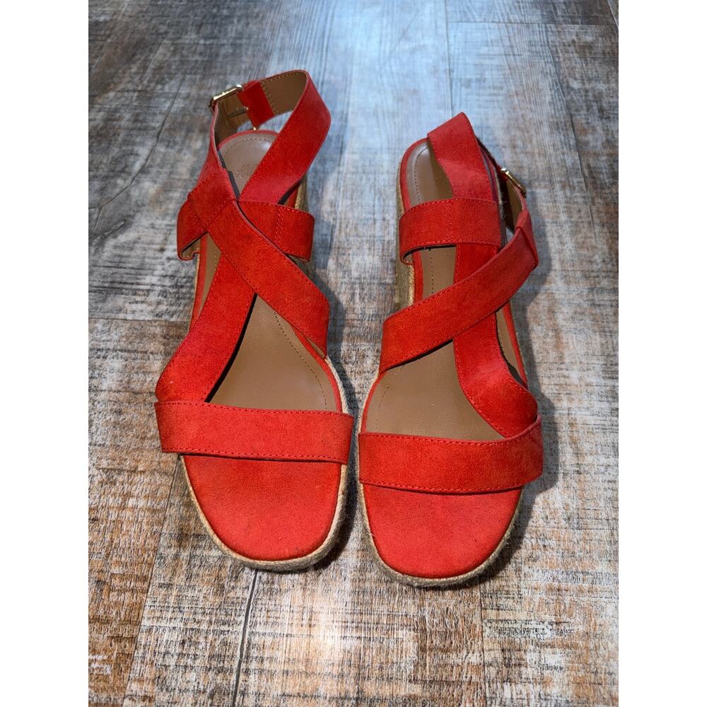 H&M Red Orange Womens Strappy Wedge Espadrille Sandals Size 9